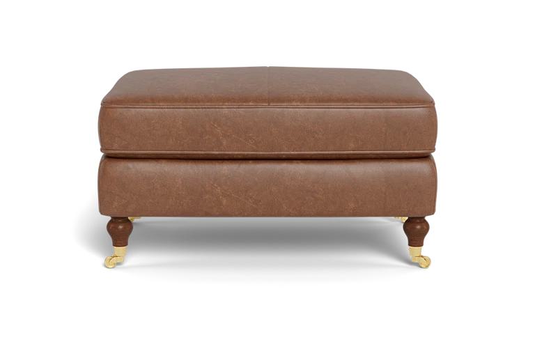 Alexander Leather Square Ottoman Plaza