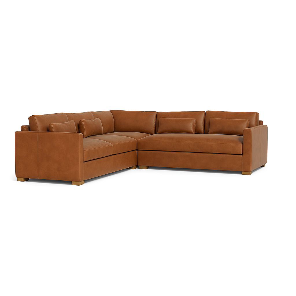 Charly Leather Corner Sofa Standard Depth Asymmetrical