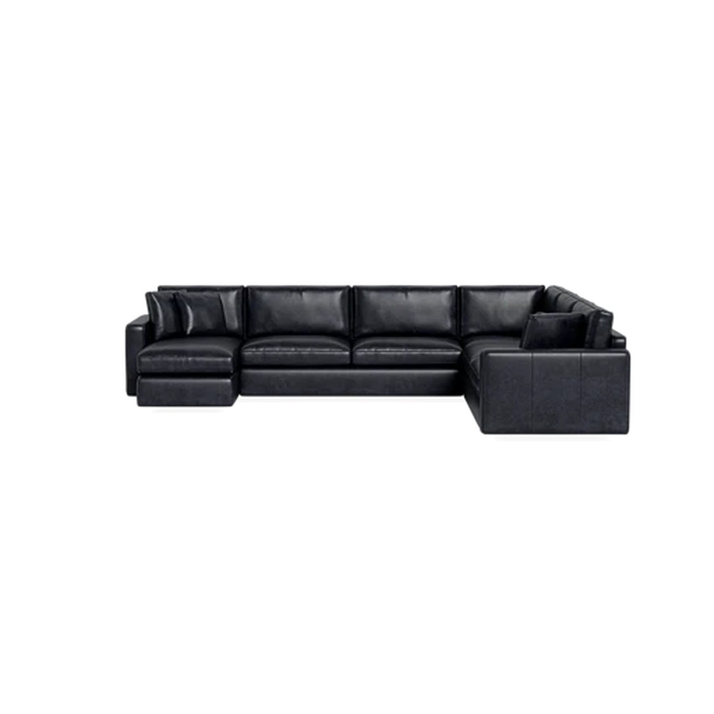 James 5-Seat Leather Corner Sectional with Left Chaise Standard Depth Extended Chaise