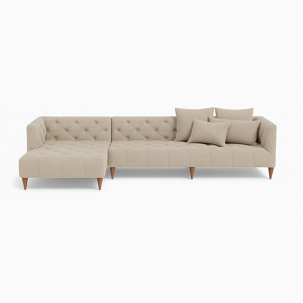 Ms. Chesterfield 3-Seat Left Chaise Sectional Standard Depth Extended Chaise