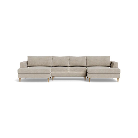 Asher U-Chaise Sectional Sofa  Deep Seat  Dual Extended Chaises  Symmetrical
