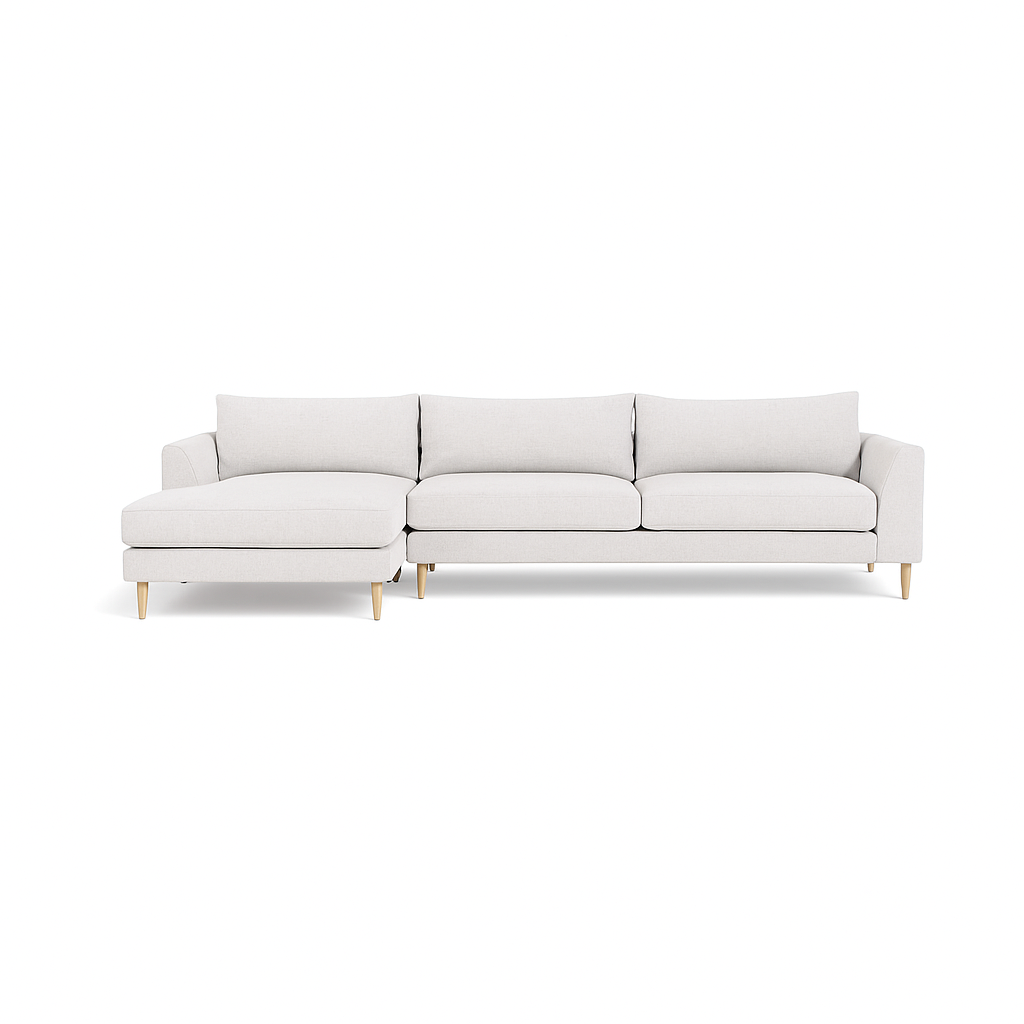 Asher 3-Seater Left Chaise Sofa  Standard Depth  Compact Chaise