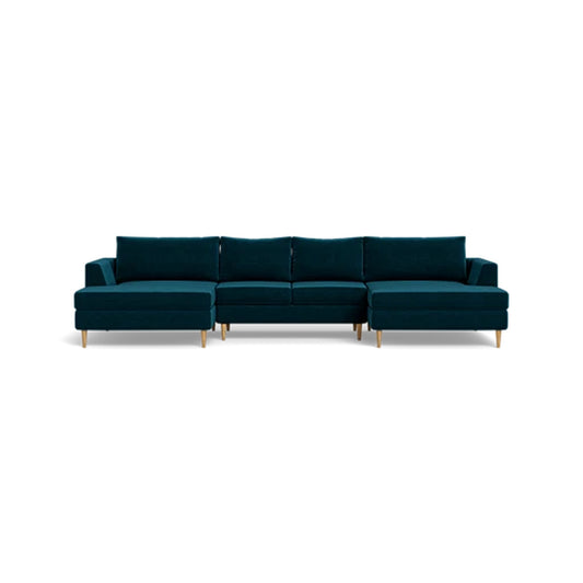 Asher U-Chaise Sectional Sofa  Standard Depth Dual Extended Chaises  Symmetrical