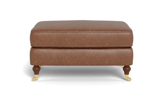 Alexander Leather Square Ottoman Plaza