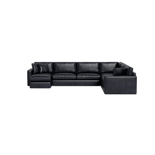James 5-Seat Leather Corner Sectional with Left Chaise Standard Depth Extended Chaise