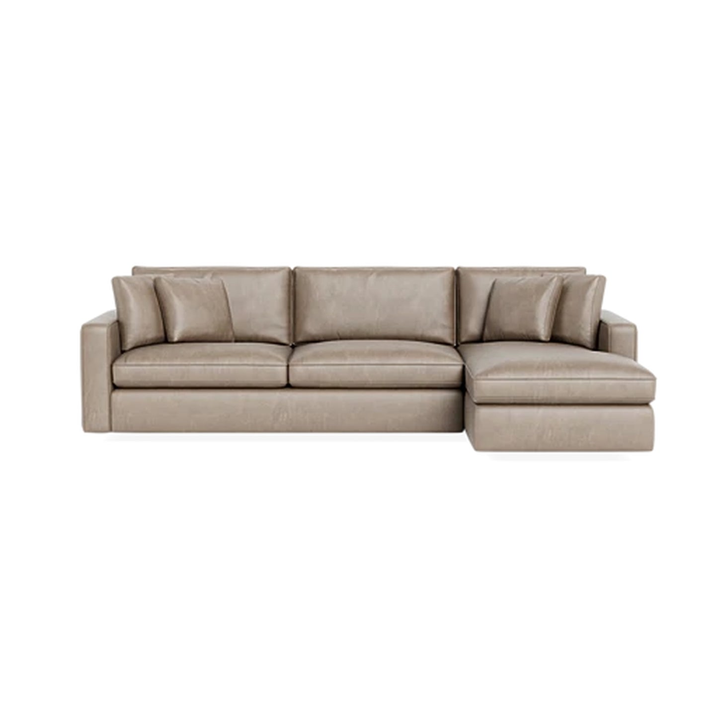 James 3-Seat Leather Right Chaise Sectional Deep Seat Standard Chaise