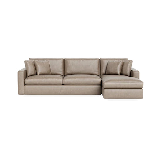 James 3-Seat Leather Right Chaise Sectional Deep Seat Standard Chaise