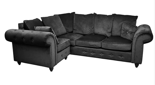 Full Back Right Hand Facing Corner Sofa -Malta-black