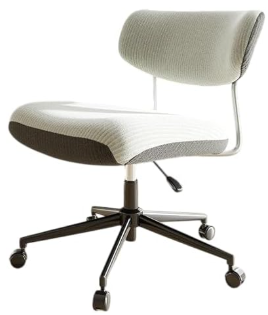 Desk Chair With Wheels-WHITE+GREY CORDUROY