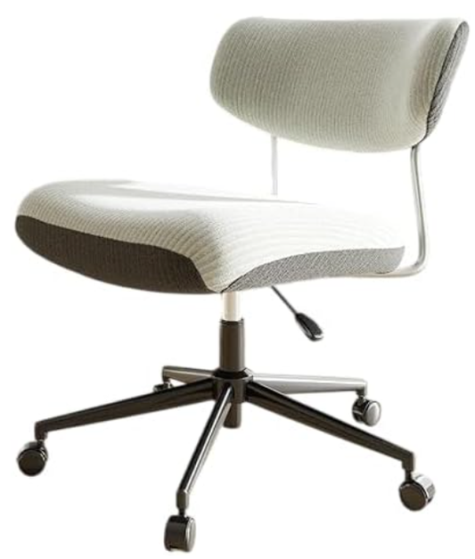 Desk Chair With Wheels-WHITE+GREY CORDUROY