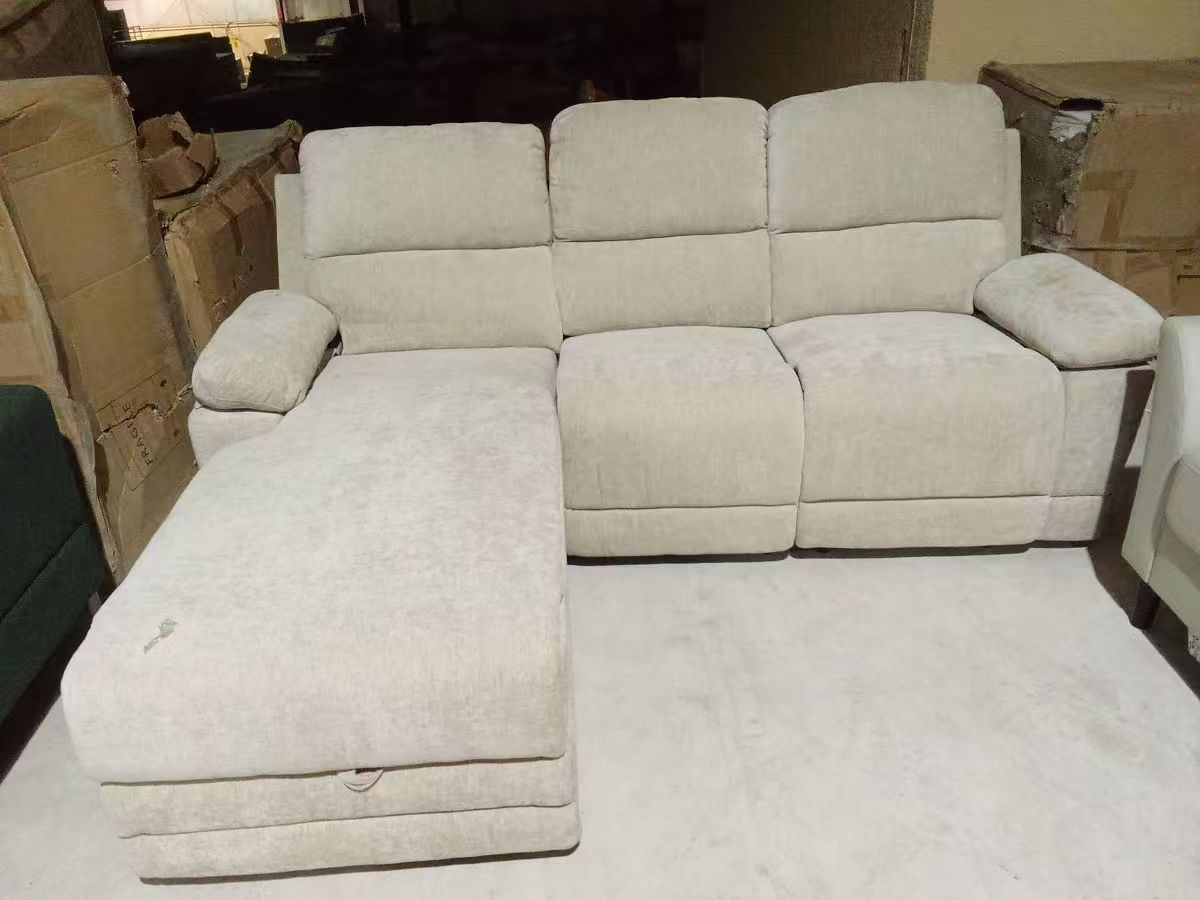 L SHAPE MANUAL RECLINER CREAMY WITH STORAGE MGF12513N